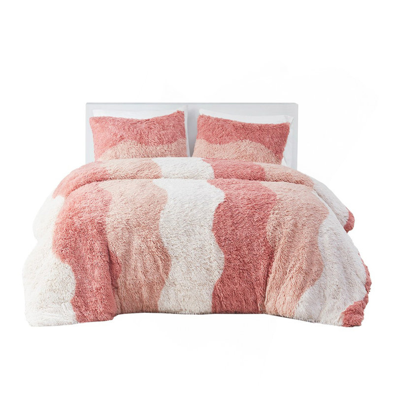 Ensemble d'édredon en fausse fourrure, Édredon simple + 1 taie décorative