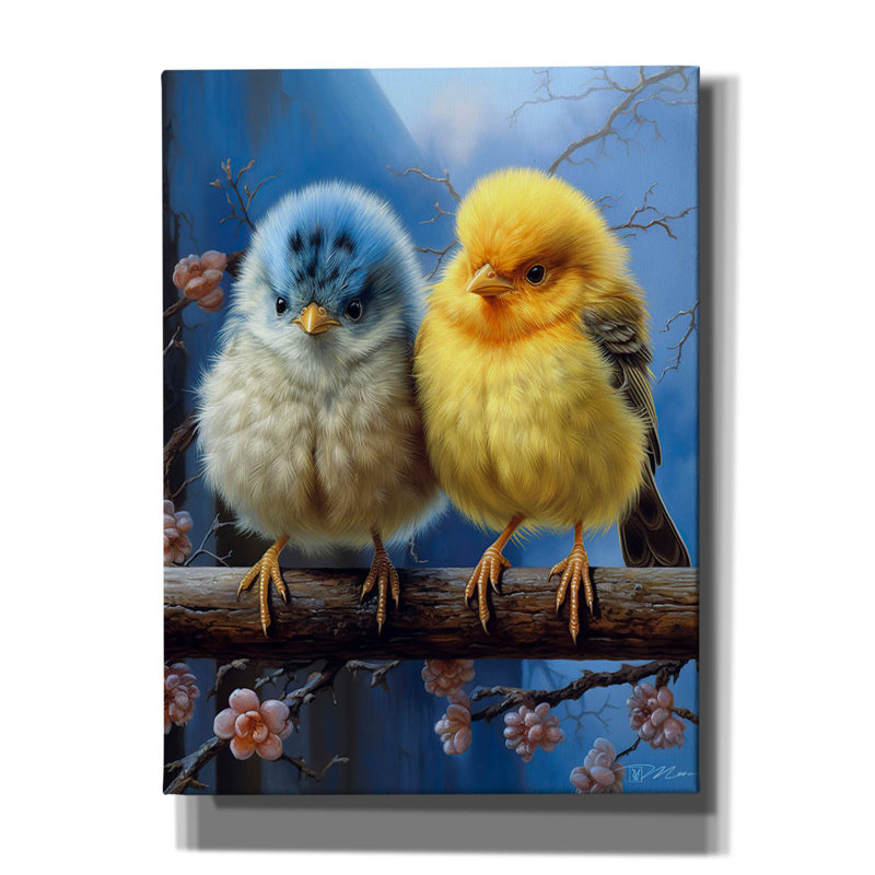 Art mural sur toile, "Petits oiseaux et bleu" par August Grove®, 40 po x 54 po, H 54 po x l 40 po x P 1,5 po