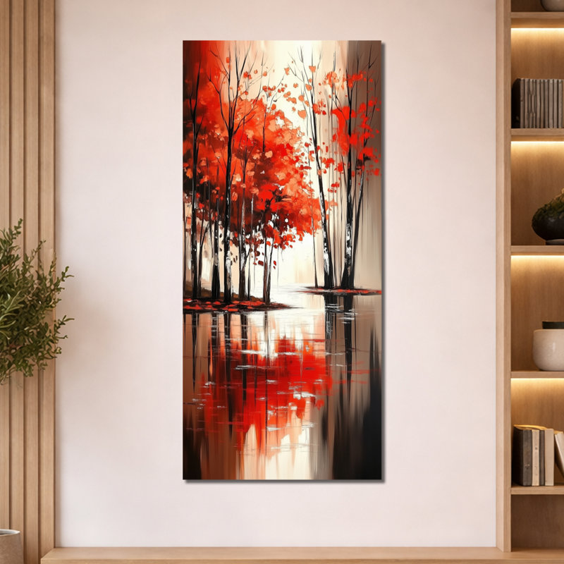 Décoration rouge rouge noir Saffo IV - Moody rouge, impressions encadrées nature, H 60 po x l 28 po, Toile tendue