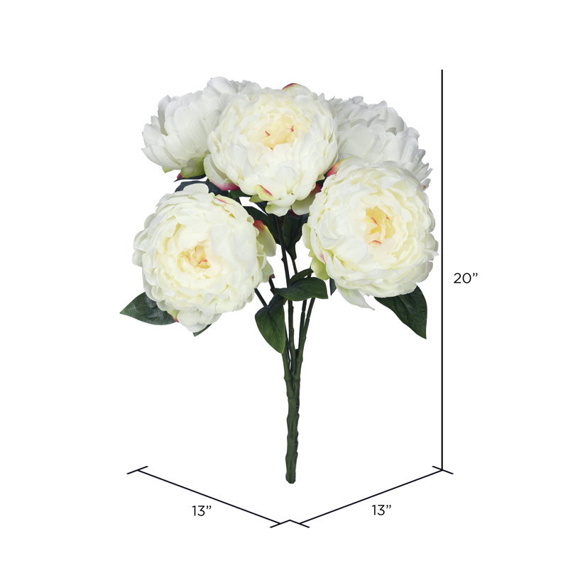 Karratha 20" Artificial Peony Bunch, Cream