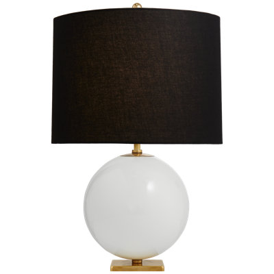 Elsie Cordless Table Lamp in Cream with Black Linen Shade