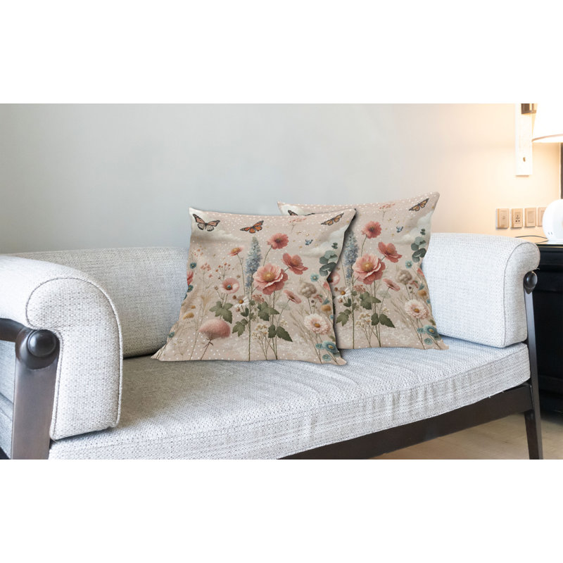 Coussin décoratif réversible en tissu, Carré, H 20 po x l 20 po