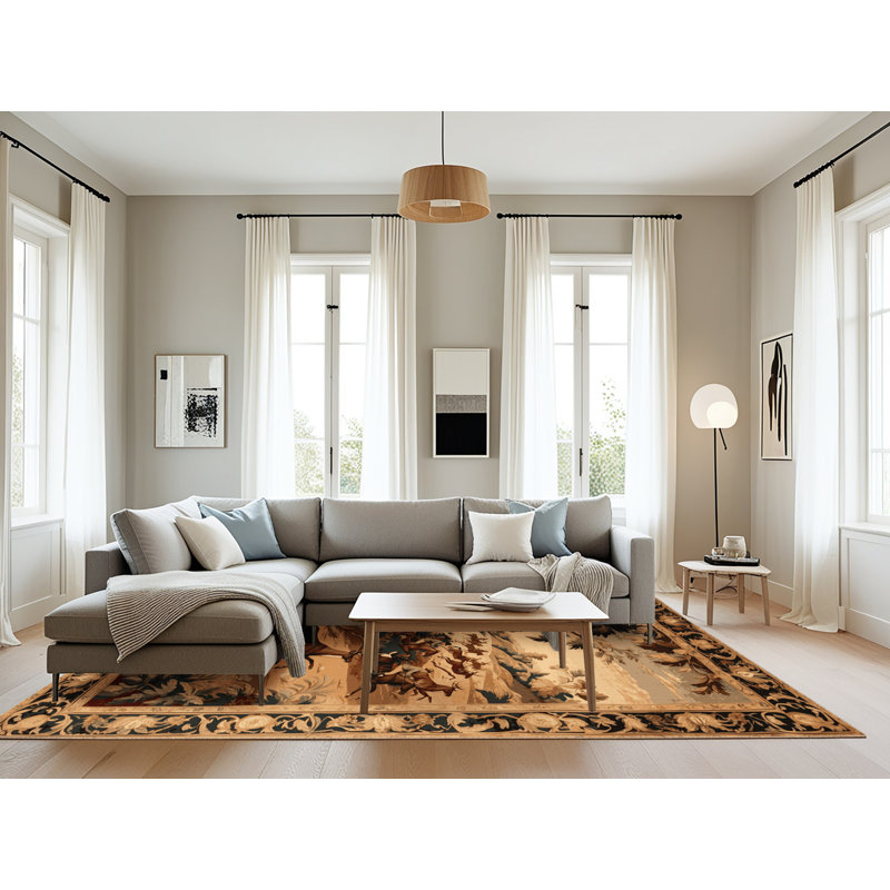 Tapis brun français lavable à la machine, Rectangle 8 pi x 12 pi