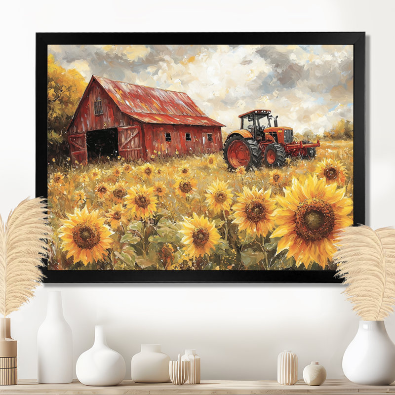 Divena - Floral Wall Art, Single Picture Framed Print, 30" H x 40" W, Black