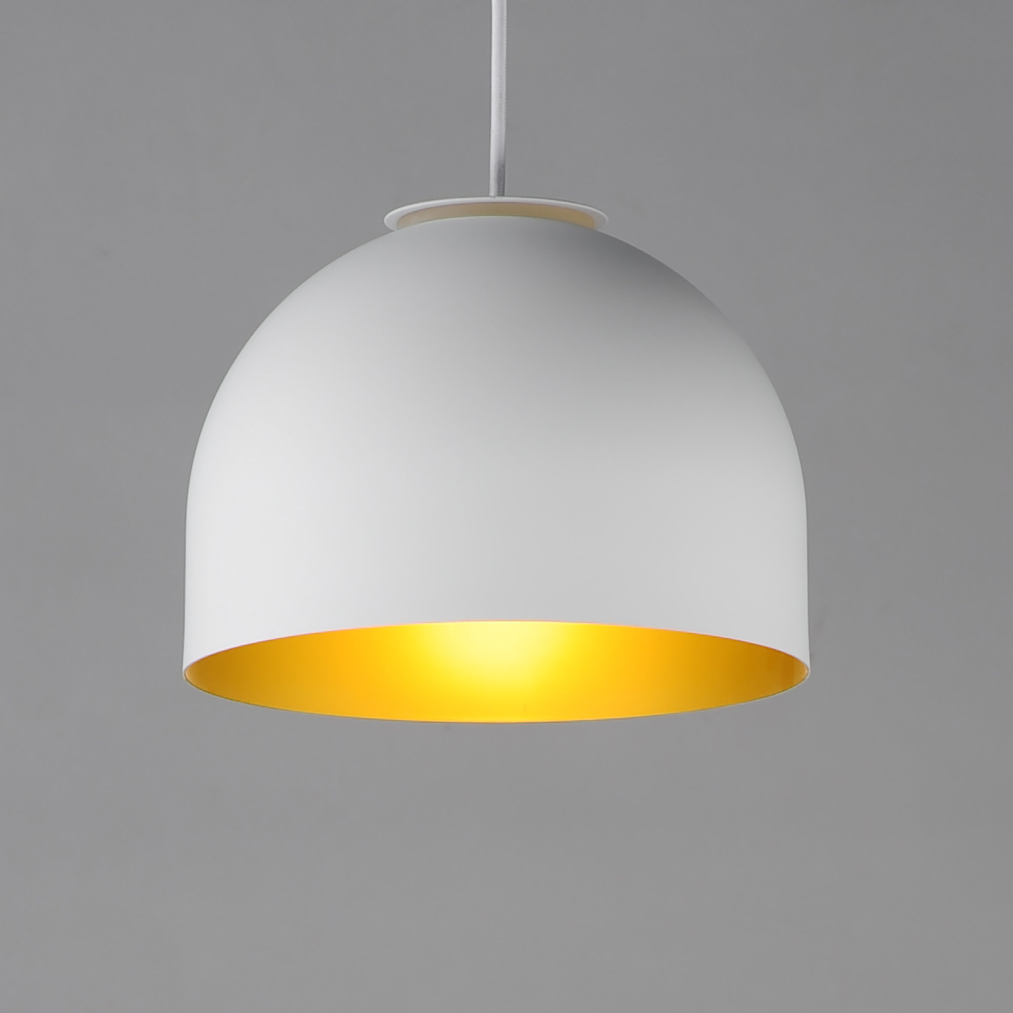 Mabeth Single Light Aluminum Dimmable Pendant, Gold/White, Gold/White