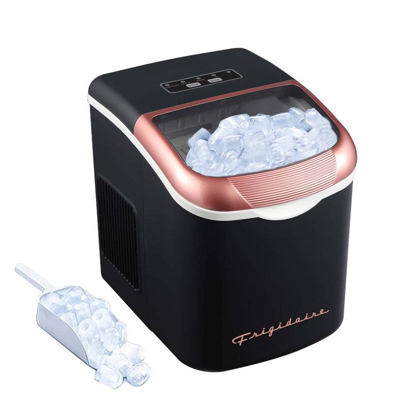 Frigidaire, 26 lb Machine à glace de comptoir rétro, glace en forme de balle, noir et or rose, Or/noir