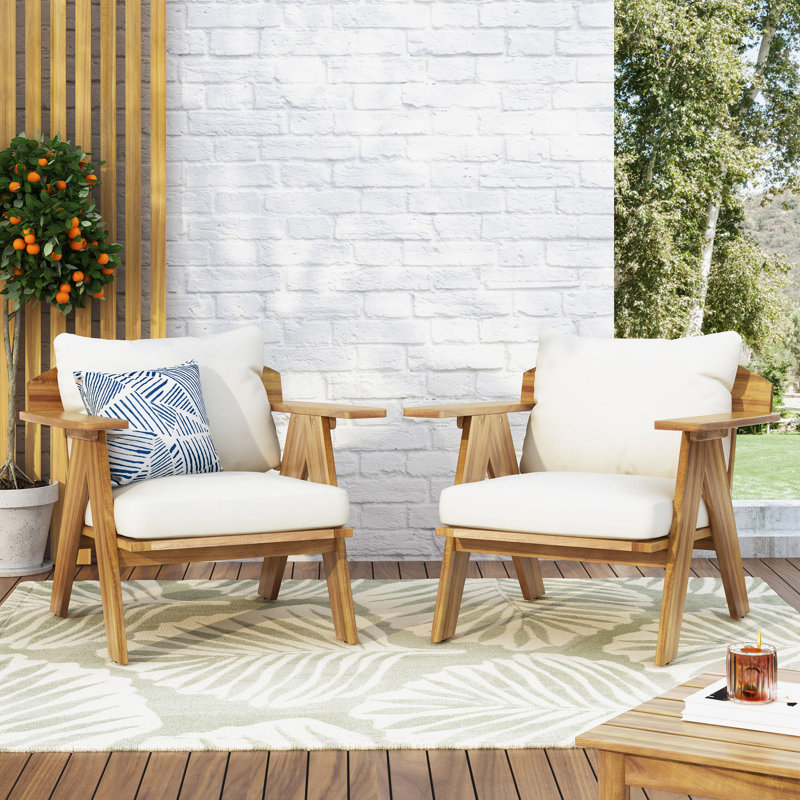 Fauteuil club d'extérieur en bois d'acacia 2 pièces
