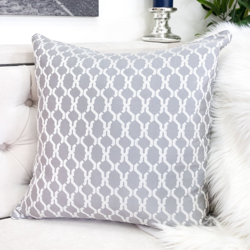 Amelise Geometric Throw Pillow, Silver