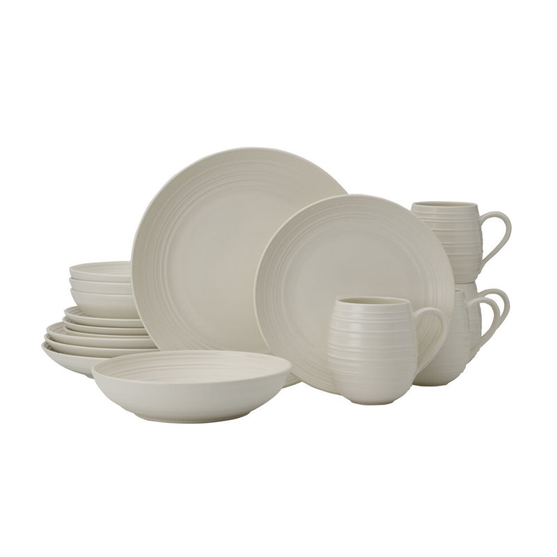 Swirl Coupe 16-Piece Dinnerware Set, Service for 4, White