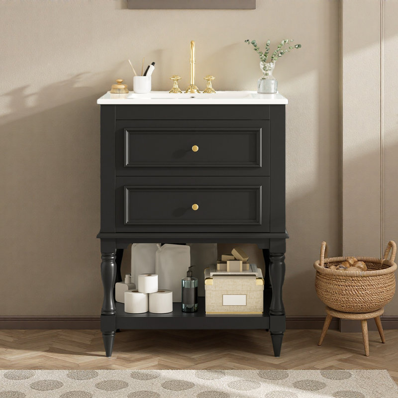 Meuble-lavabo de salle de bain 24 po avec lavabo en céramique