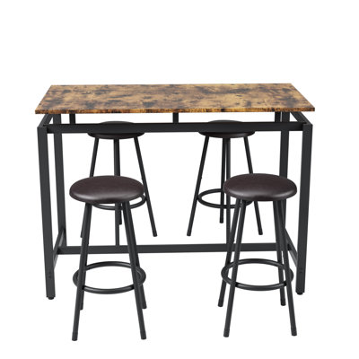 Stylish And Functional 5-Piece Kitchen Counter Height Table Set With 4 Stools