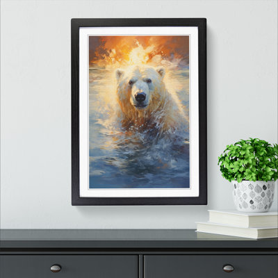 XYZ-FRM-V1223-5199 Polar Bear Expressionism 1 Piece Single Picture Frame Wall Art