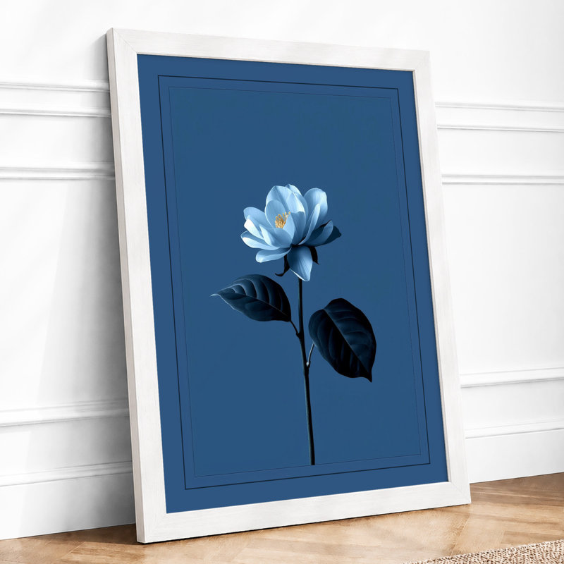 Pale Blue Bloom Botanical - Framed Print, A1 - 84.1 x 59.4 cm, White