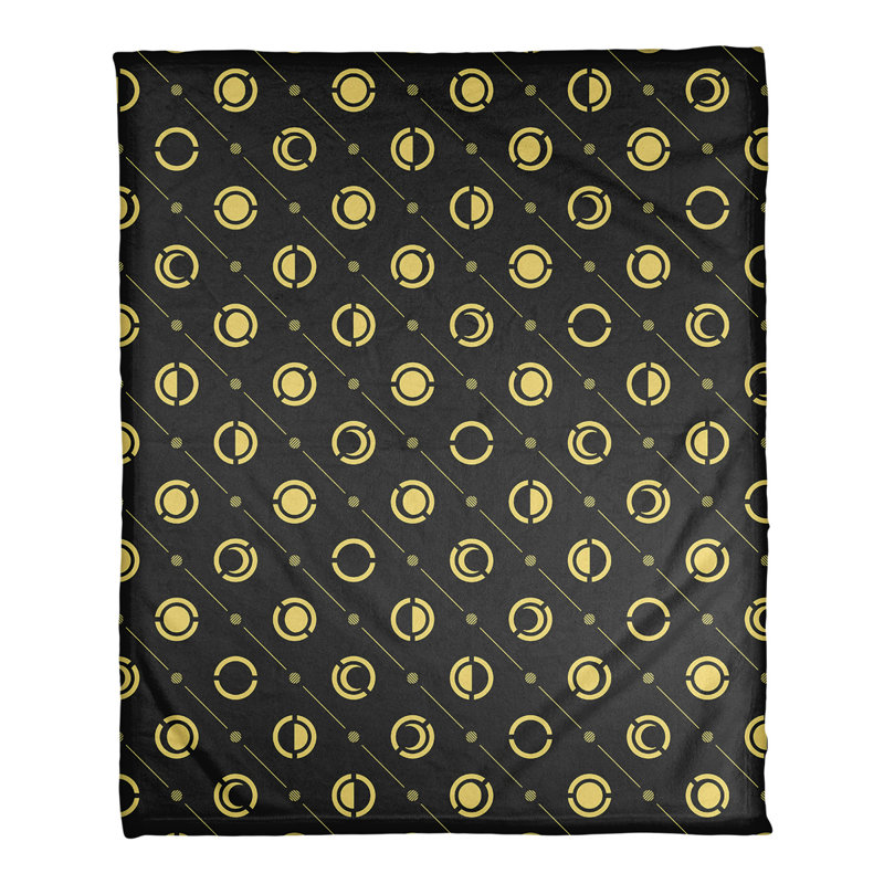 Couverture polaire moon phases, l 30 po x L 40 po, Jaune / Noir