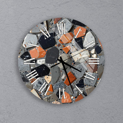 Terrazzo Wall Clock, Modern Stone Pattern Art, Tempered Glass Decor for Kitchen, Colorful Mosaic Timepiece, Unique Housewarming Gift Idea