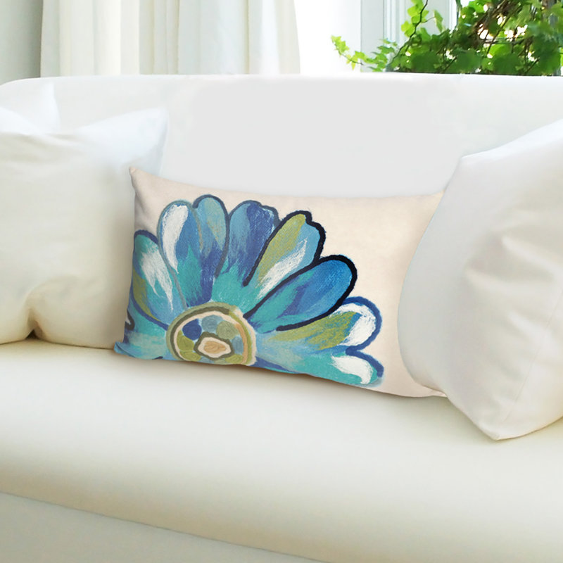  Daisy Outdoor Rectangular Pillow Cover & Insert, Aqua