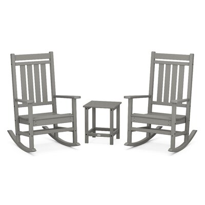 Rocker Estate 3-Piece Rocking Chair Set with Long Island 18"" Side Table -  POLYWOOD®, PWS712-1-GY