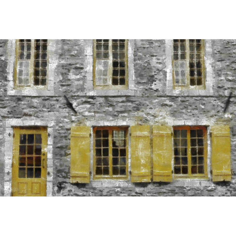 Mur peint en gris et jaune - reproduction d'art sur toile tendue, H 8 po x l 12 po