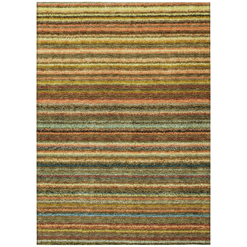 Shevi Washable Striped Indoor / Outdoor Rug, Rectangle 8' x 10'