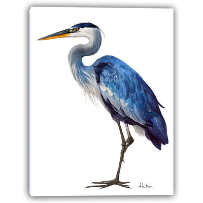 «Azure Heron Elegance», art mural sur toile tendue