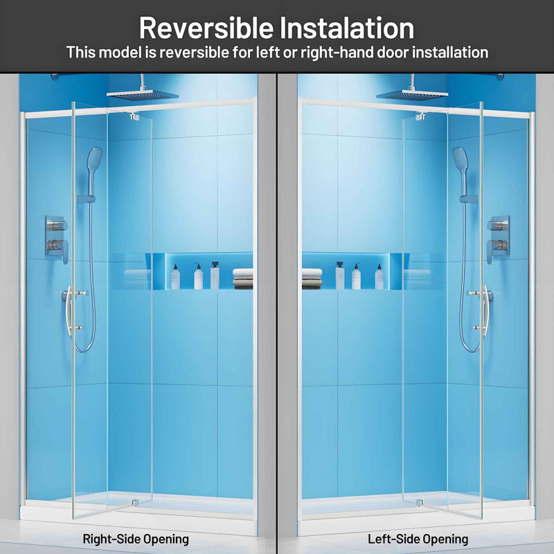 38 - 42 in. W x 71 in. H Pivot Semi-Frameless Shower Door with SGCC Tempered Glass, Brushed Nickel, Clear