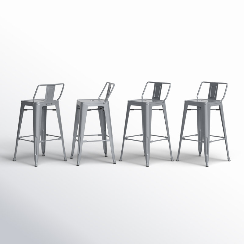 Devan Silver Metal Counter Height Bar Stools Set of 4