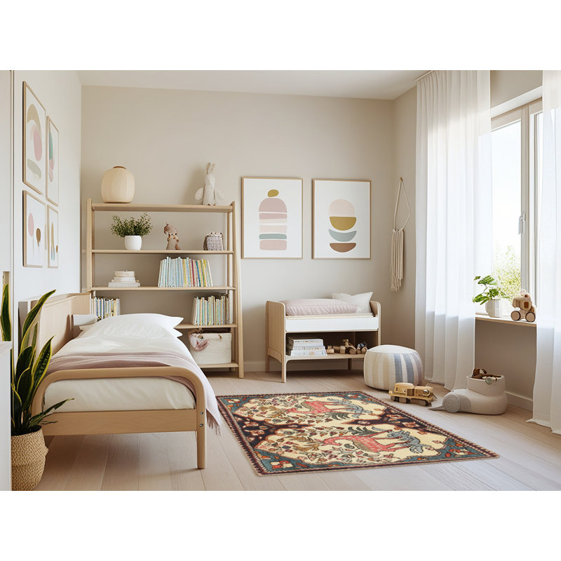Tapis traditionnel brun / beige, Rectangle 3 pi x 5 pi