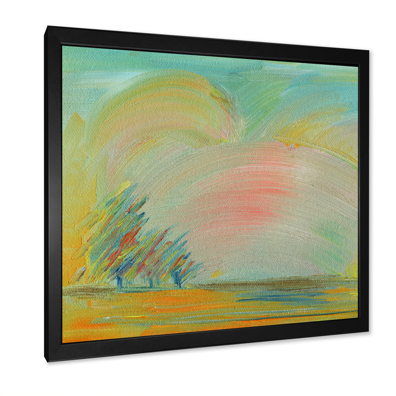 Aquarelle paysage d'automne - sur, Impression noire sur toile encadrée, H 16 po x l 16 po x P 1 po