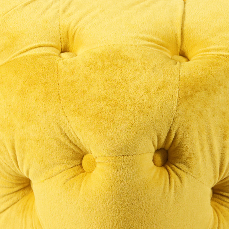 Yellow Velvet Comfortable Side - Adds Relaxation To Any Space Concealed Storage Hides Your Belongings, Yellow