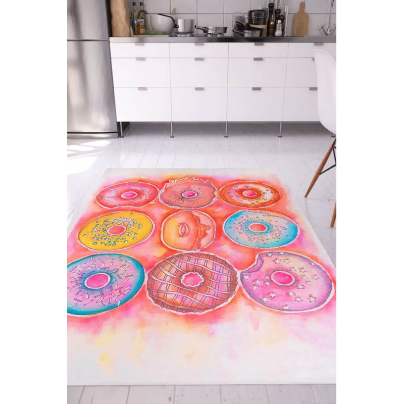 Tapis décoratif coloré pour la cuisine, Rectangle 3 pi 10 po x 5 pi 3 po