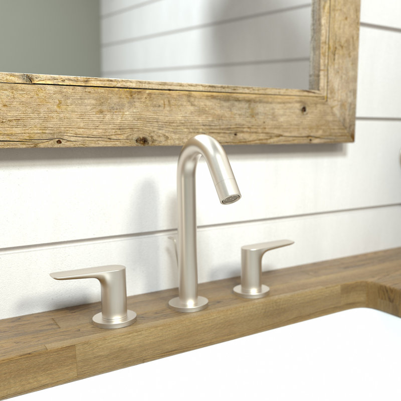 Logis Widespread Bathroom Faucet with Drain Assembly, Brushed Nickel