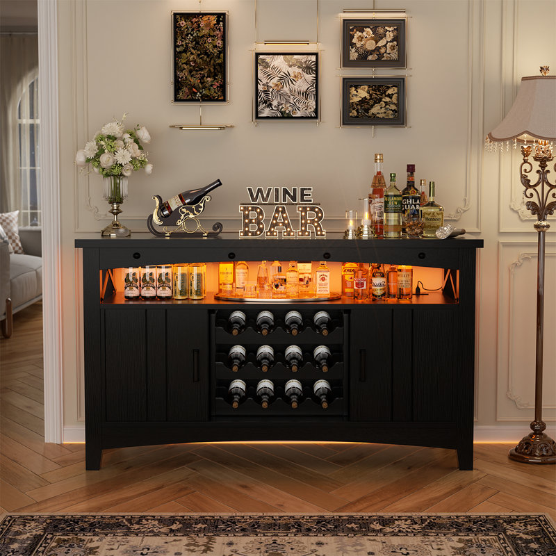 47.2" Wine Bar Cabinet, Black