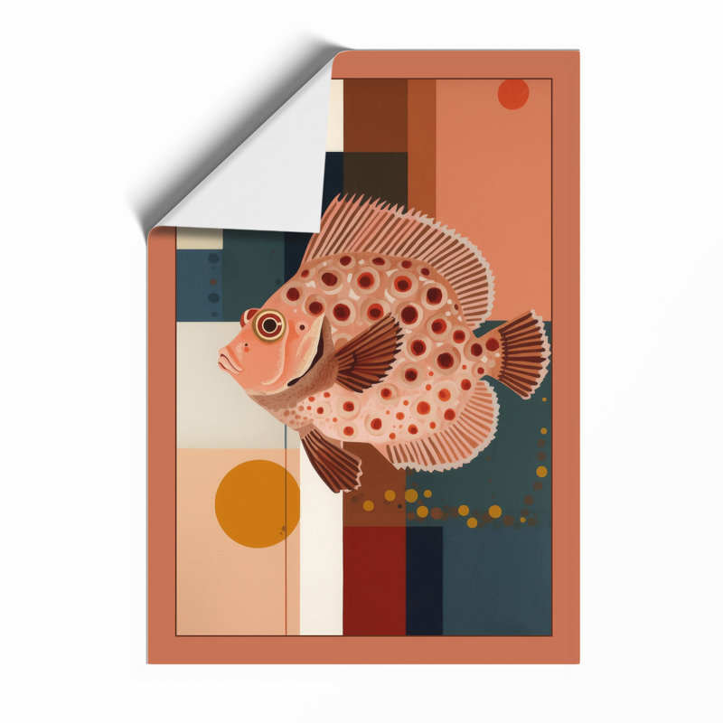 Spotted Fish Modern Mid-Century - Framed Print, A2 - 59.4 x 42.0 cm, Unframed