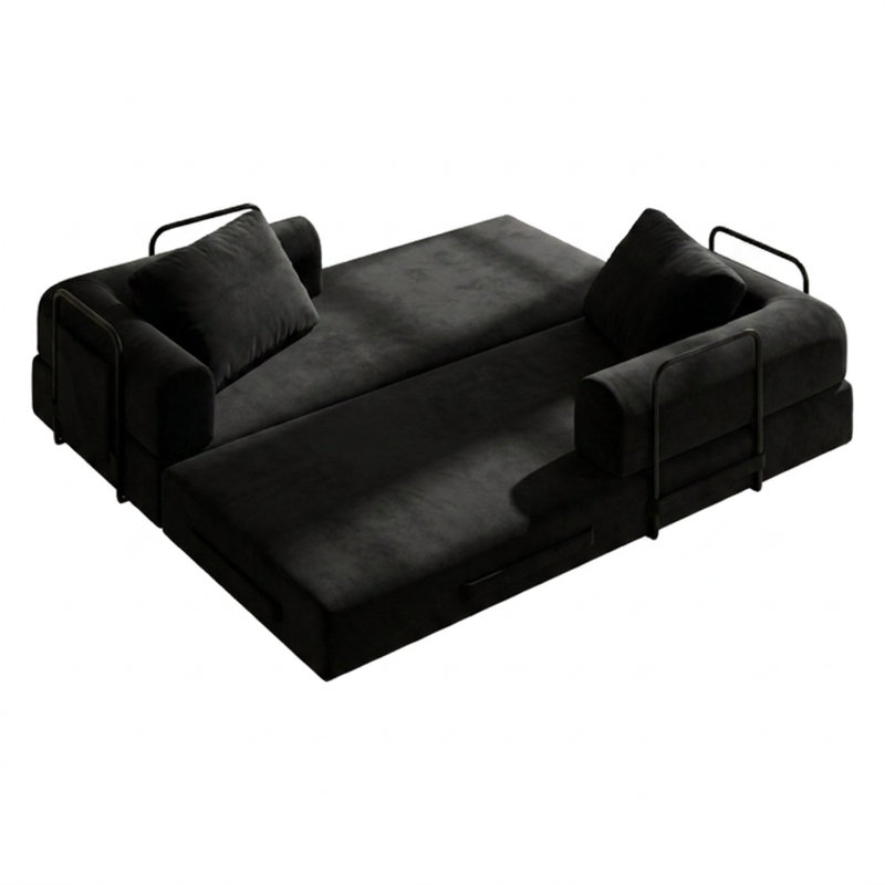 Canapé-lit convertible de 78 pouces, lit escamotable pliable, aucun assemblage requis, Noir