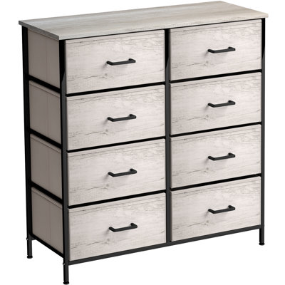 Sorbus Dresser with 8 Drawers with Steel Frame, Wood Top, and Fabric Bins in Rustic