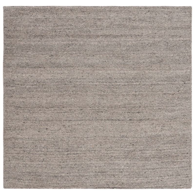 Himalaya Hand Tufted Wool/Cotton & Other Fiber Solid Color Rug in Light Gray, Square 7'