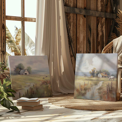 «Countryside Farmhouse Bliss», ensemble de 2, reproduction sur toile