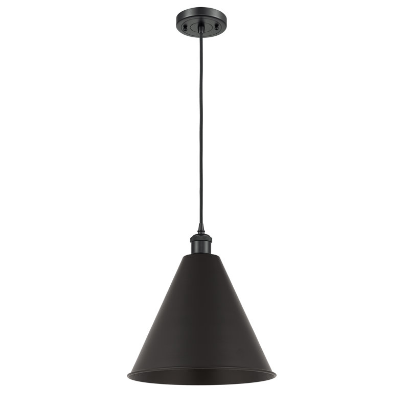 1 - Light Single Drop Pendant Pendant, 18.75" H x 16" W x 16" D, Matte Black, Matte Black