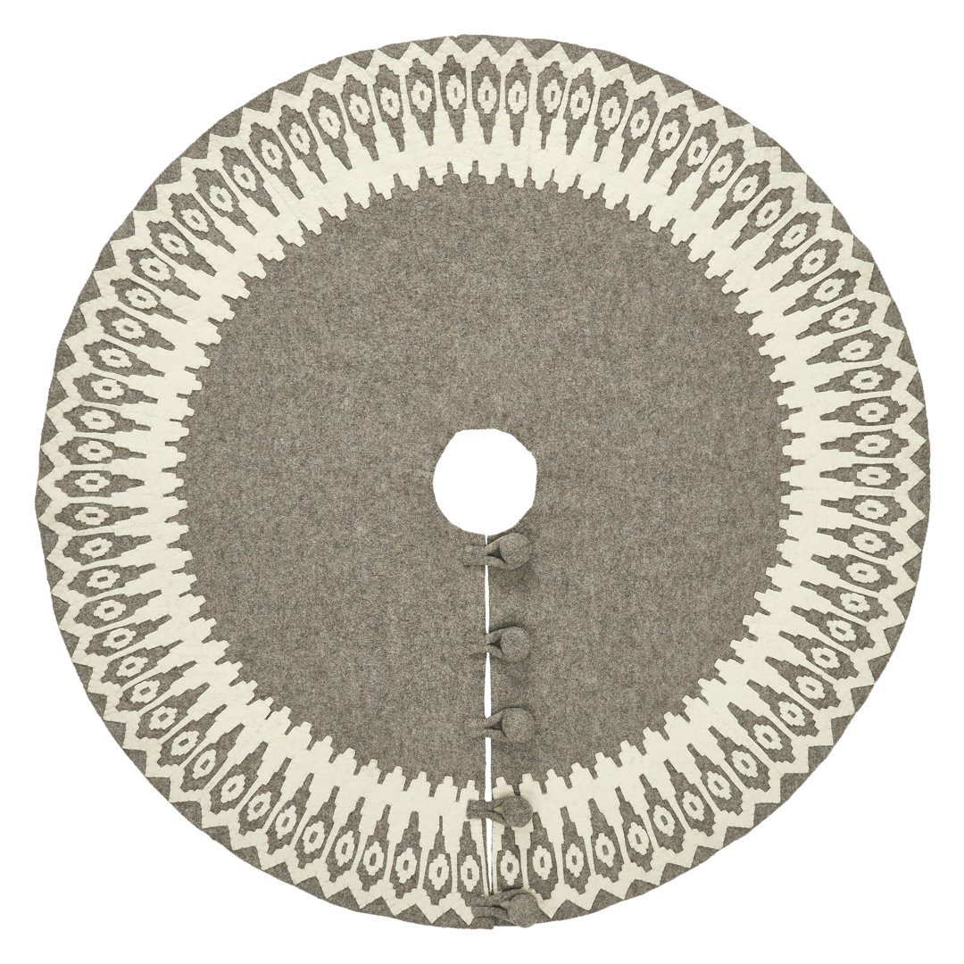 Handmade Felt Christmas Tree Skirt - Gray Scandinavian Design - 60" The Holiday Aisle®