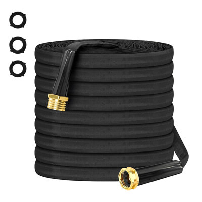 75 ft Fabric Garden Hose with 3/4" Copper-Plated Aluminum Fittings, Non-Expandable Burst-Proof PVC Hose for Garden Watering & Car Washing