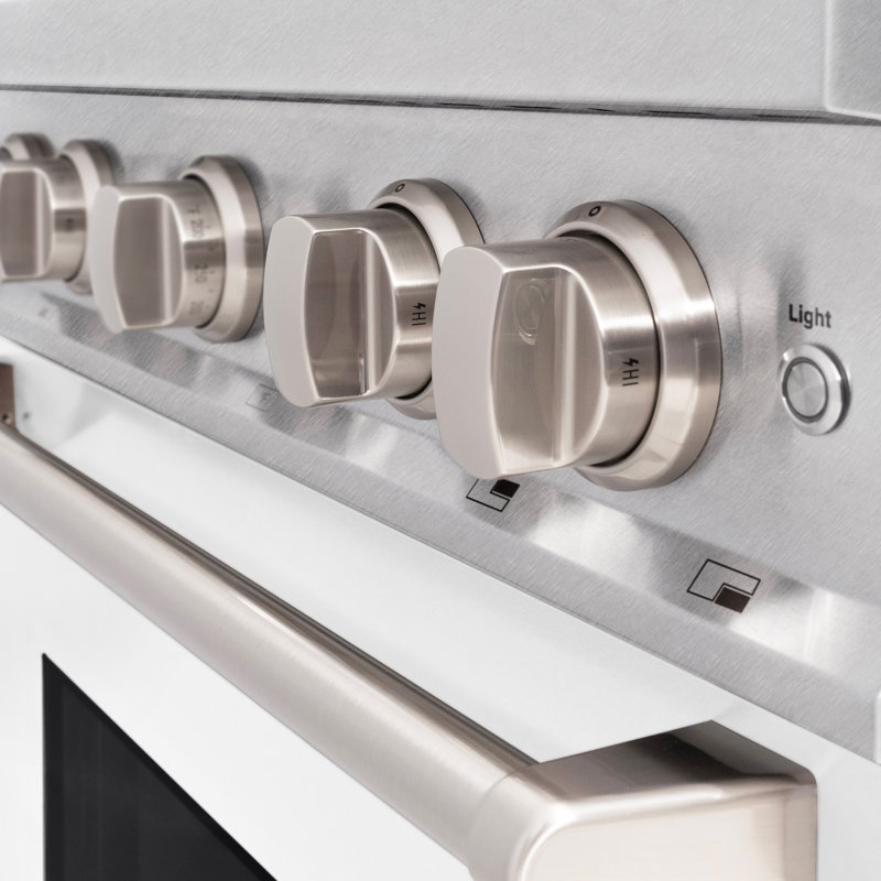 ZLINE 30" Classic Dual Fuel Black Matte Door Range w/ 4 Burners and Convection Oven, White