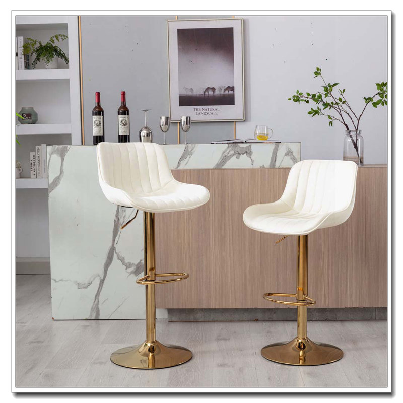 Repose-pieds chromé et base pivotante en velours à hauteur réglable et tabouret de bar simple Golden Leg