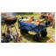 Chariot utilitaire pliable bleu avec roues tout-terrain et porte-gobelets - Chariot de jardin pliable robuste pour le camping, la plage et le magasinage