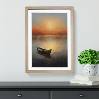 Boat on a Lake Modern Art - Framed Print