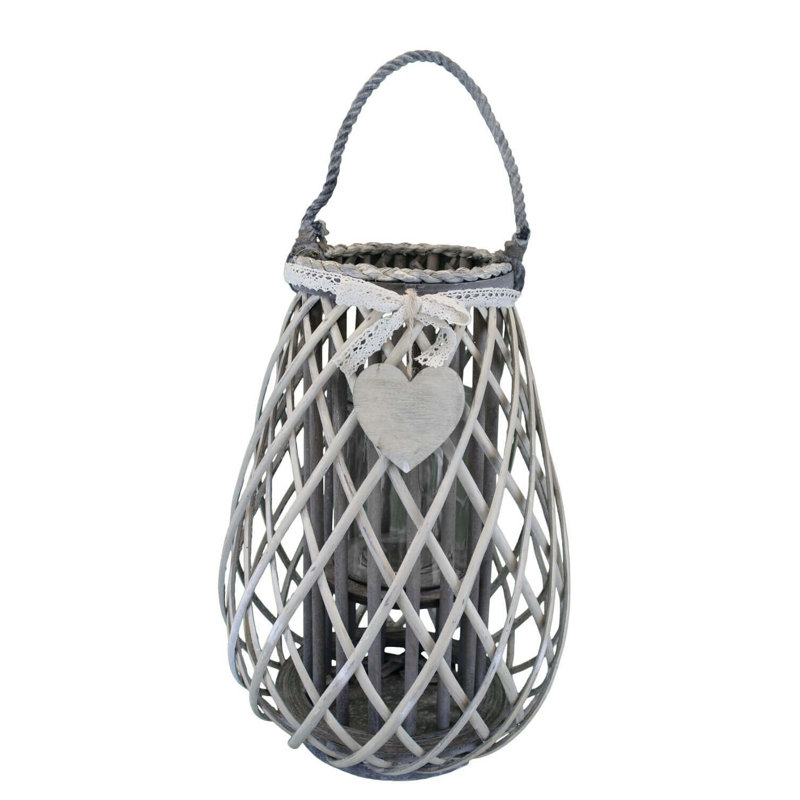 Glass Tabletop Lantern, Grey, 40" H x 28" W x 28" D
