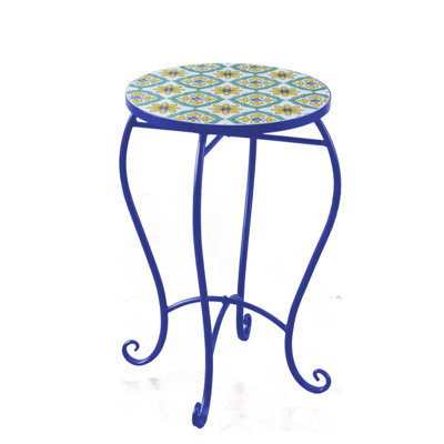 "Nantucket" 22in Tall Mosaic Pedestal Plant Stand