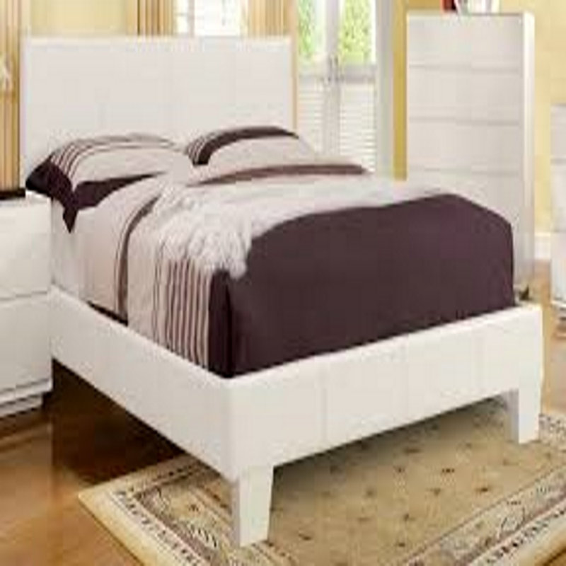 Vegan Leather Bed, Queen, White
