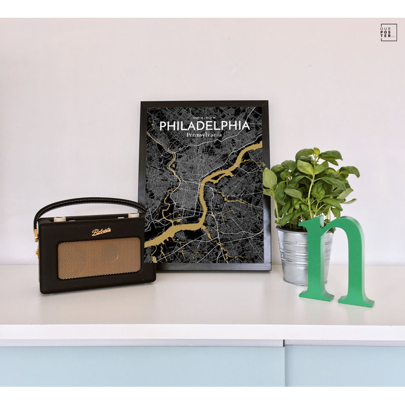 Philadelphia City Map - impression d'art graphique, H 27,6 po x l 19,7 po