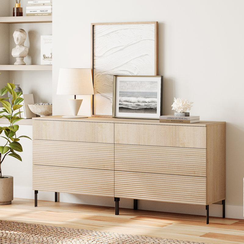 Commode 6 tiroirs Laverda, Beige