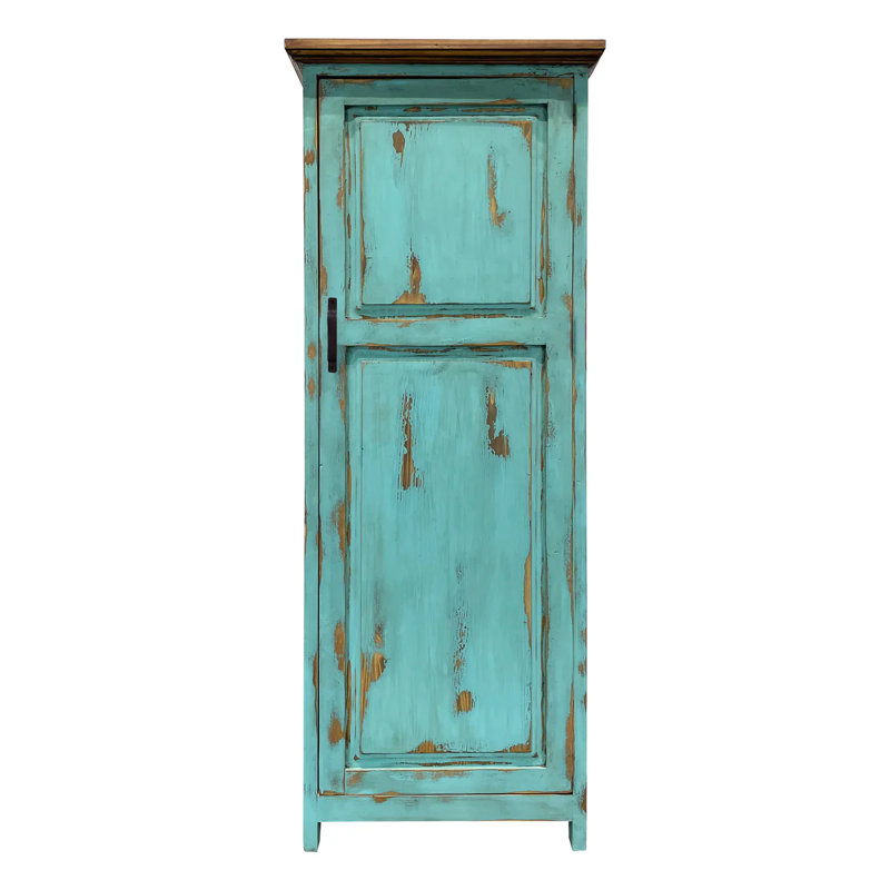 Uller Solid Wood Accent Cabinet, Turquoise/Dark Brown